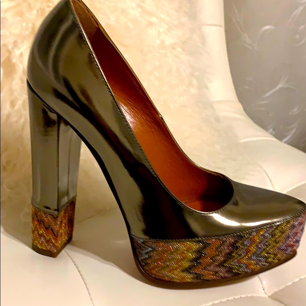 NWT RARE MISSONI “RASH SNAKE” CHROME PUMPS